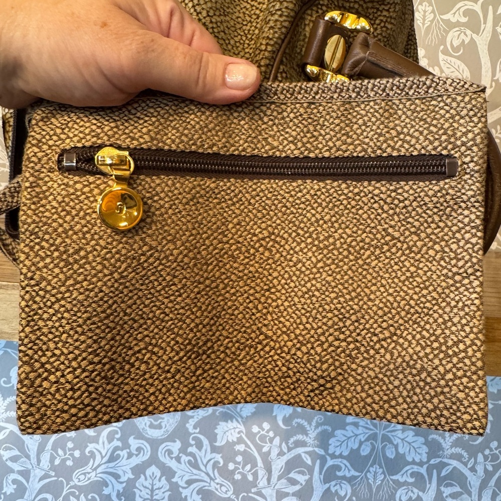 BORBONESE Brown Textured Satchel Pouch Included✨️ - Picture 5 of 16